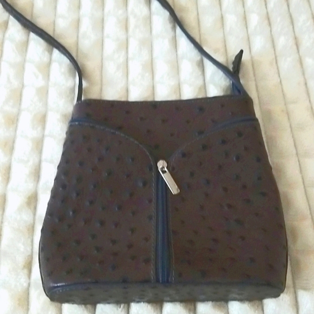 Crossbody bag, purse. Borse in pelle. Genuine leather ostrich, made in Italy.